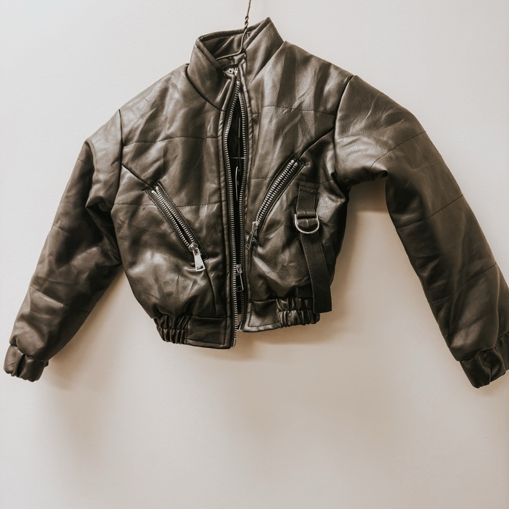 NEW Nova Kids Faux Leather Black Biker Jacket